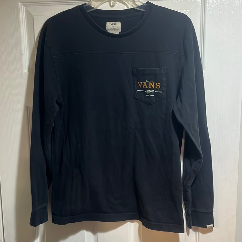 Vans Off The Wall SB long sleeve Shirt Sz Youth Med Blk/Orange Guc
